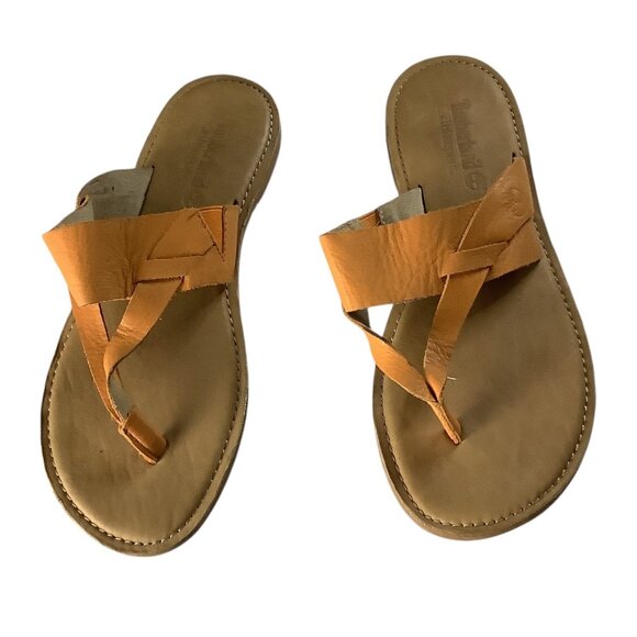 Timberland Earthkeepers Sheafe Flip Flop Sandals Womens Size 8 Orange Leather - Picture 10 of 13